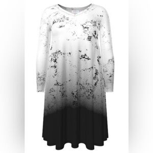 NWT!! LuLaRoe Emily Swing Dress Black and White Long Sleeve Size XL